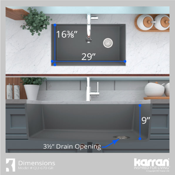 Quartz Composite Grey Kitchen Sink Matte 7