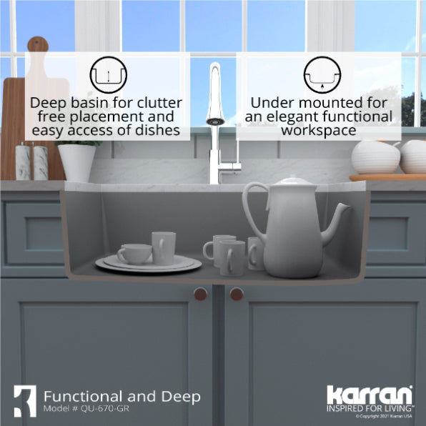 Quartz Composite Grey Kitchen Sink Matte 8