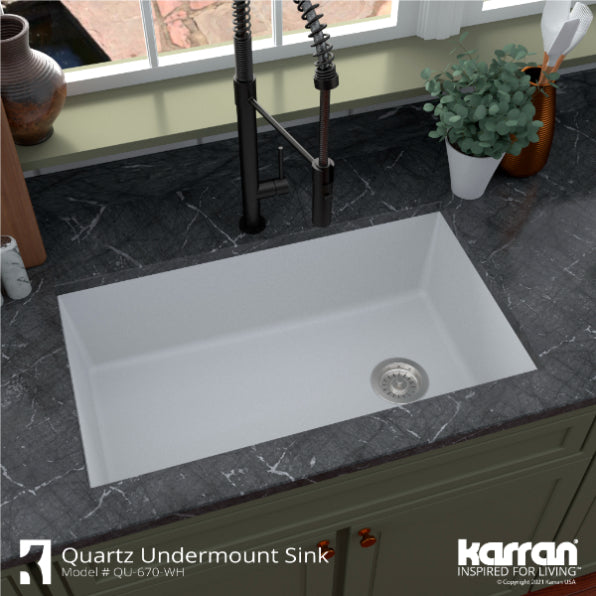Quartz Composite White Kitchen Sink Matte 5