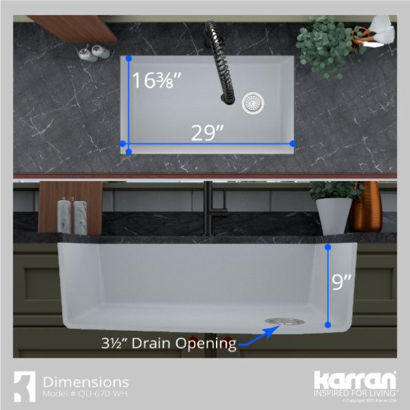 Quartz Composite White Kitchen Sink Matte 7