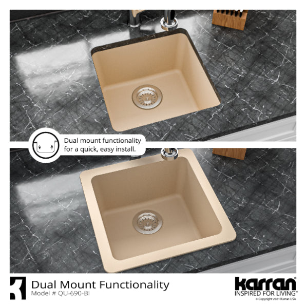 Quartz Composite Bisque Bar Sink Matte 6