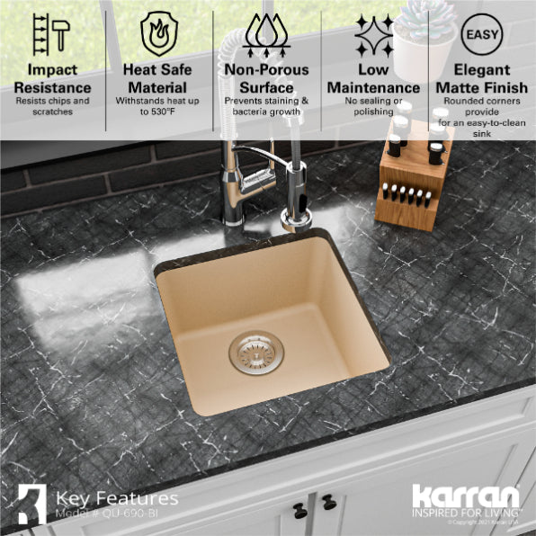 Quartz Composite Bisque Bar Sink Matte 7