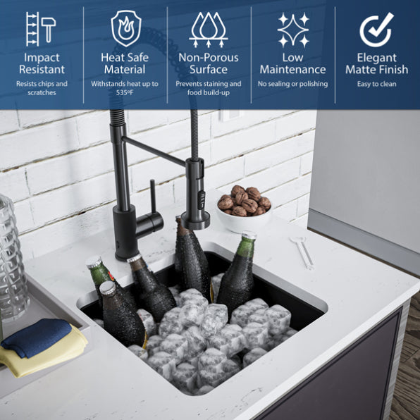 Quartz Composite Black Bar Sink Matte 7