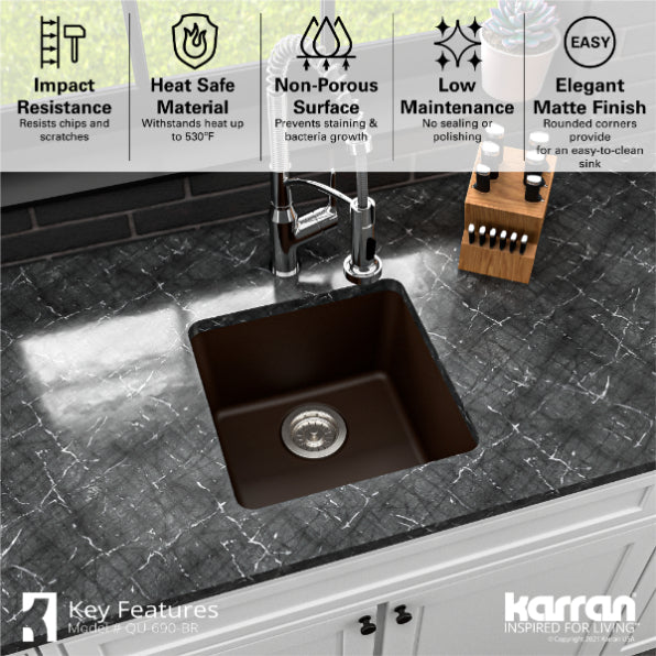 Quartz Composite Brown Bar Sink Matte 7