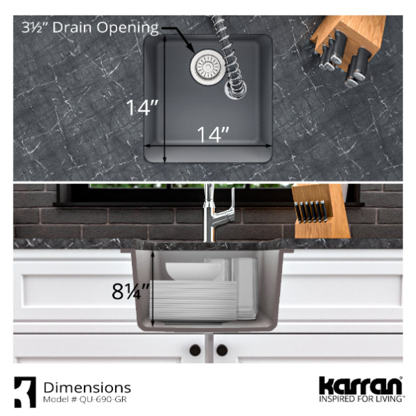 Quartz Composite Grey Bar Sink Matte 6