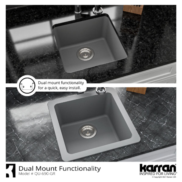 Quartz Composite Grey Bar Sink Matte 7