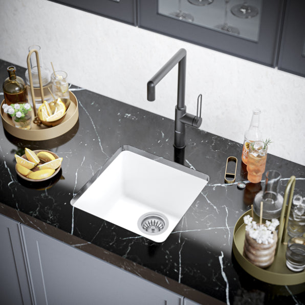 Quartz Composite White Bar Sink Matte 4