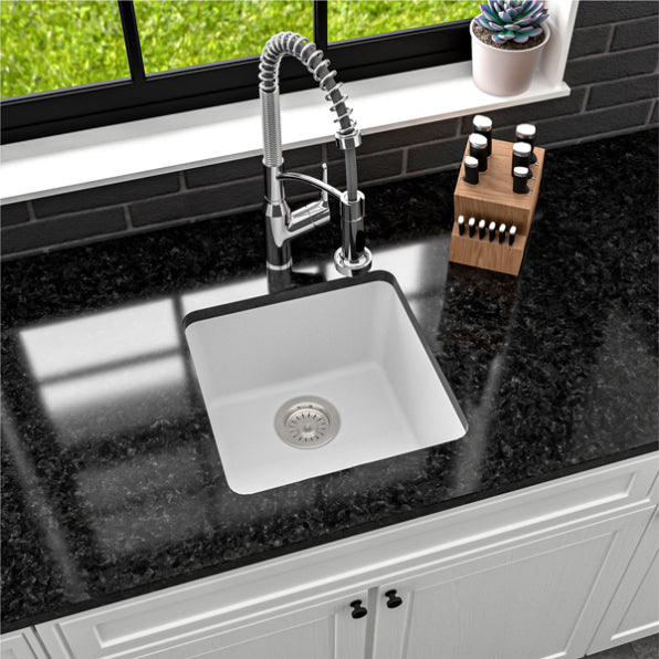 Quartz Composite White Bar Sink Matte 5