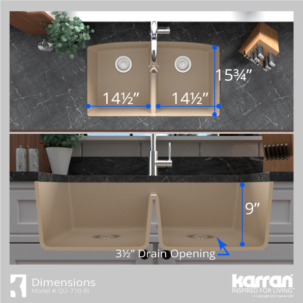 Quartz Composite Bisque Kitchen Sink Matte 7