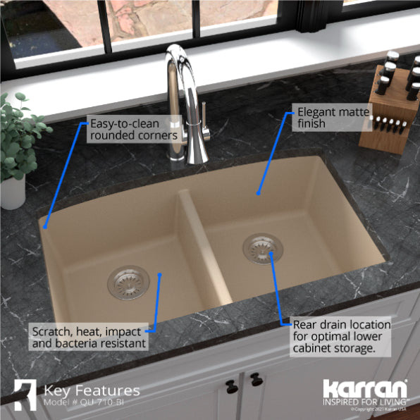 Quartz Composite Bisque Kitchen Sink Matte 6