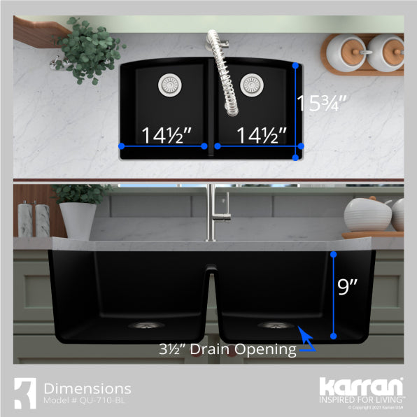 Quartz Composite Black Kitchen Sink Matte 7