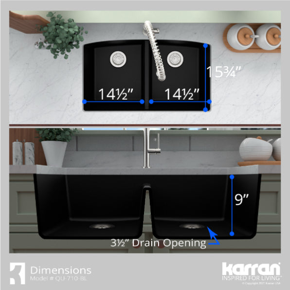 Quartz Composite Black Kitchen Sink Matte 7