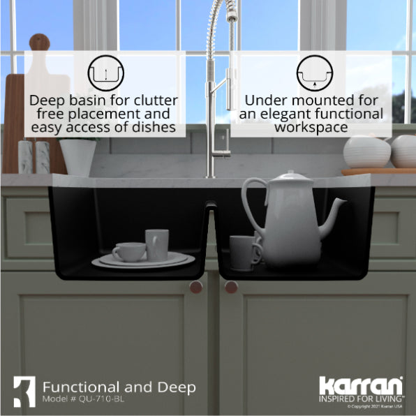 Quartz Composite Black Kitchen Sink Matte 8