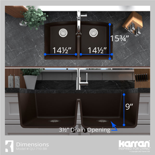 Quartz Composite Brown Kitchen Sink Matte 7