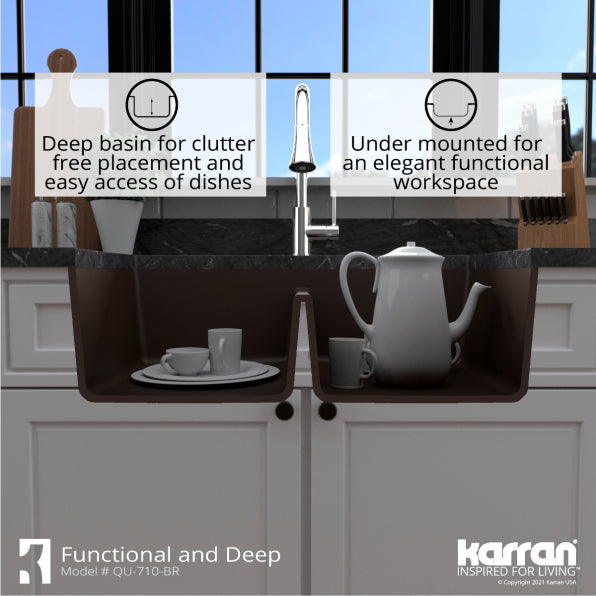 Quartz Composite Brown Kitchen Sink Matte 8