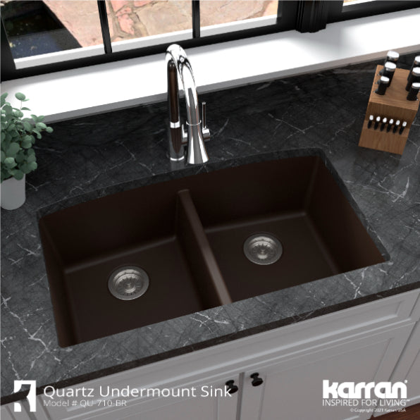 Quartz Composite Brown Kitchen Sink Matte 5