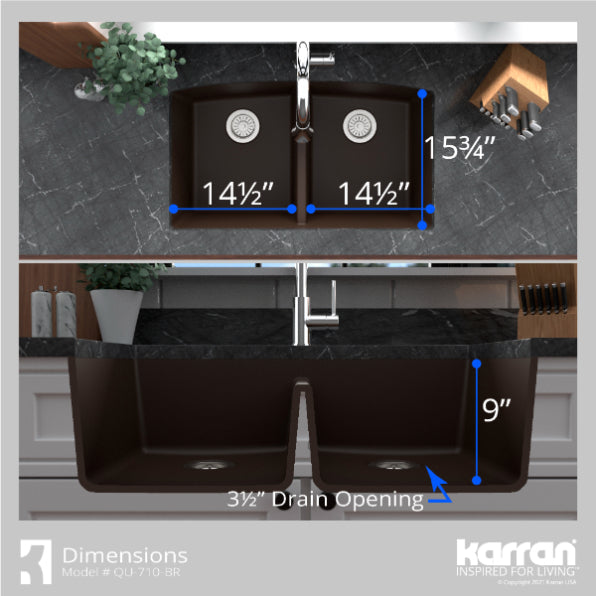 Quartz Composite Brown Kitchen Sink Matte 7
