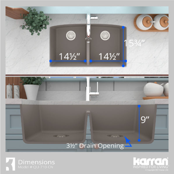 Quartz Composite Concrete Kitchen Sink Matte 7