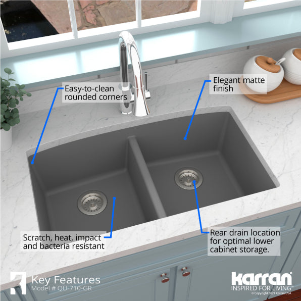 Quartz Composite Grey Kitchen Sink Matte 6