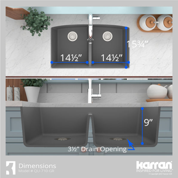 Quartz Composite Grey Kitchen Sink Matte 7
