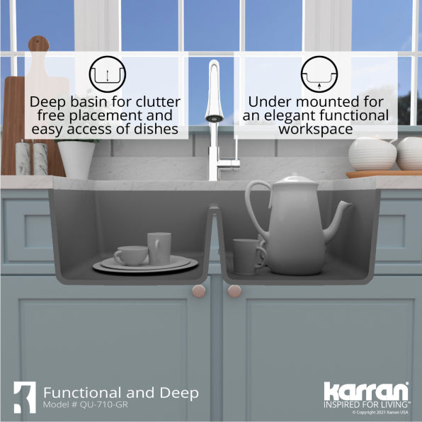 Quartz Composite Grey Kitchen Sink Matte 8