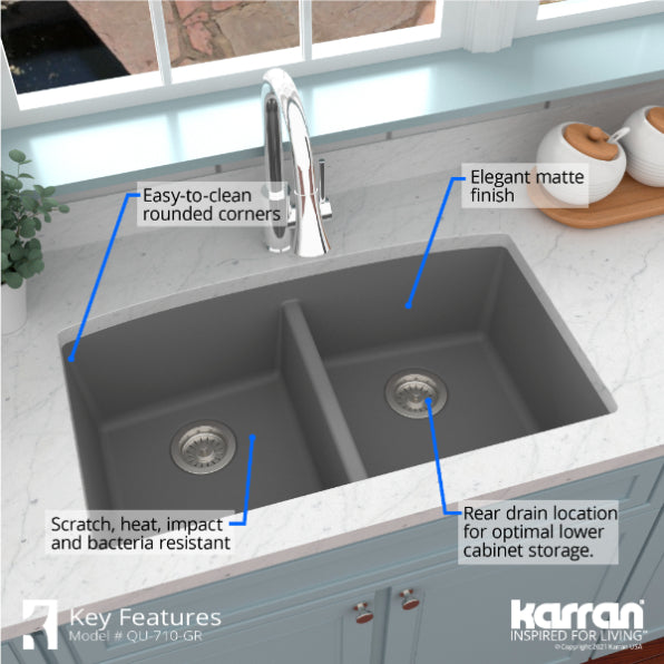 Quartz Composite Grey Kitchen Sink Matte 6