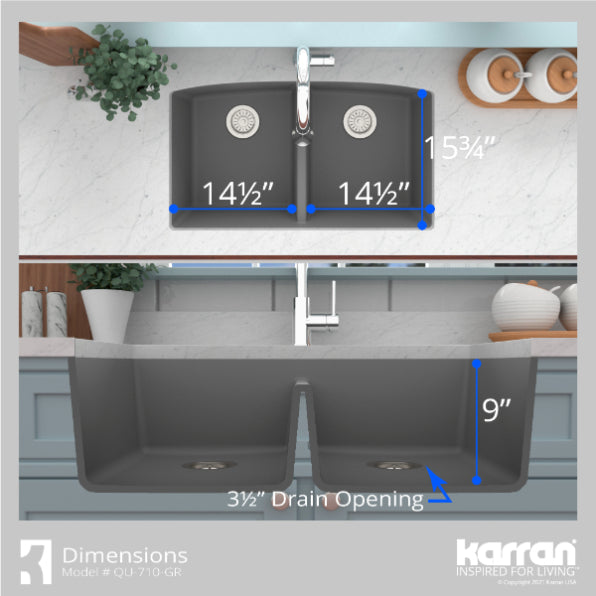 Quartz Composite Grey Kitchen Sink Matte 7