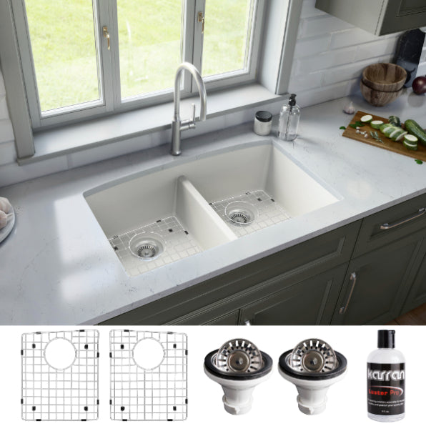 Quartz Composite White Kitchen Sink Matte 4