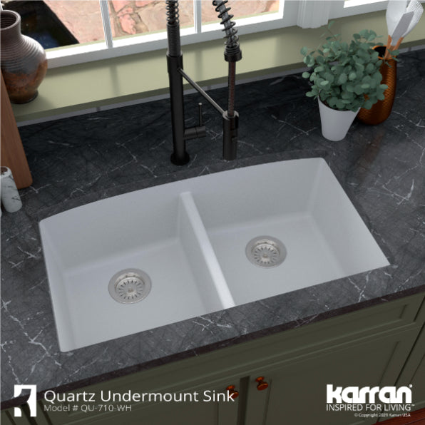Quartz Composite White Kitchen Sink Matte 5