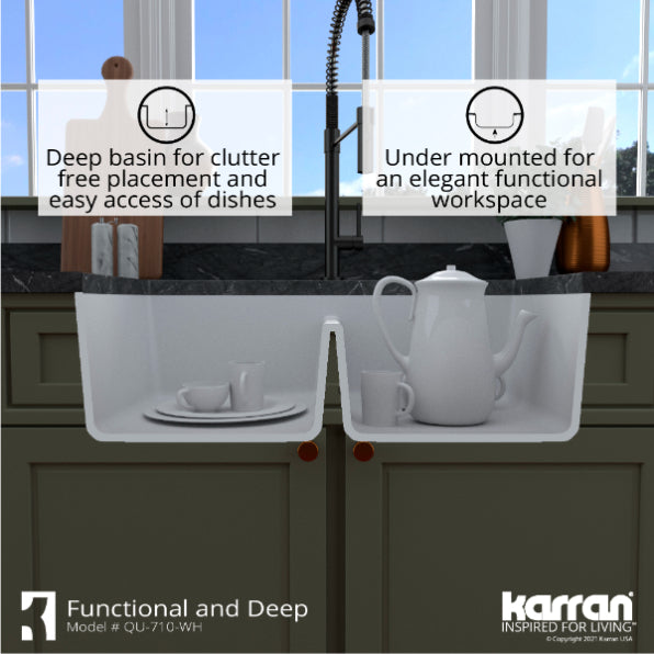 Quartz Composite White Kitchen Sink Matte 8