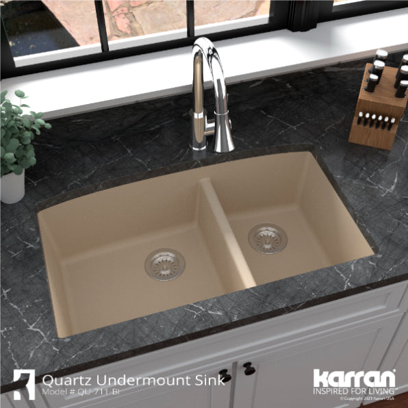 Quartz Composite Bisque Kitchen Sink Matte 5