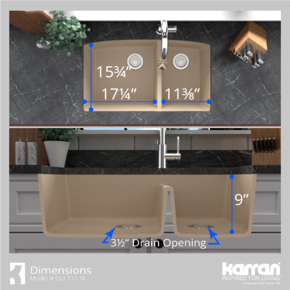 Quartz Composite Bisque Kitchen Sink Matte 7