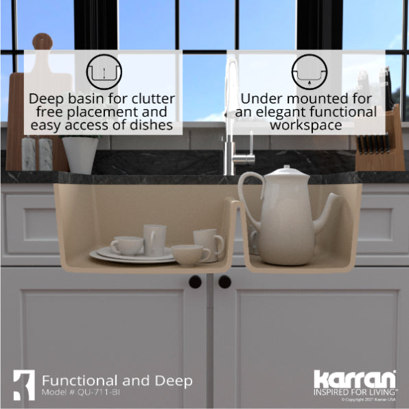 Quartz Composite Bisque Kitchen Sink Matte 8
