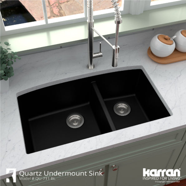 Quartz Composite Black Kitchen Sink Matte 6