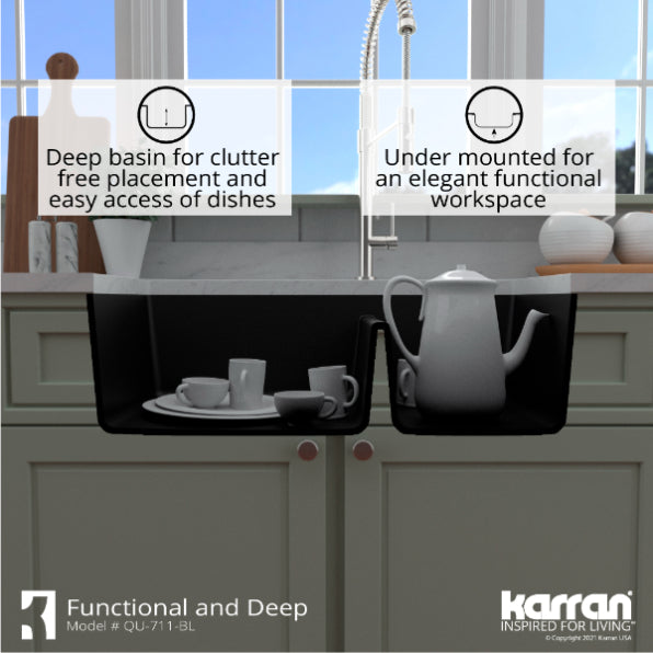 Quartz Composite Black Kitchen Sink Matte 9