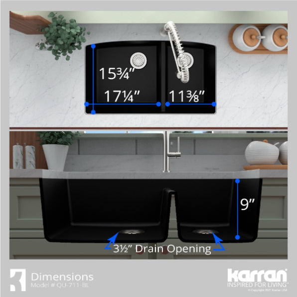 Quartz Composite Black Kitchen Sink Matte 7