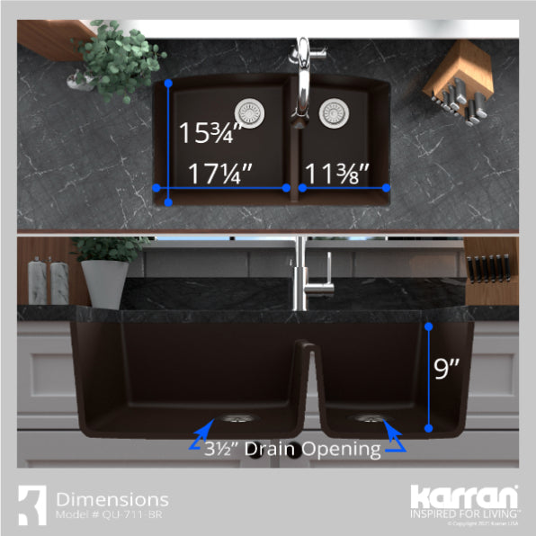 Quartz Composite Brown Kitchen Sink Matte 7