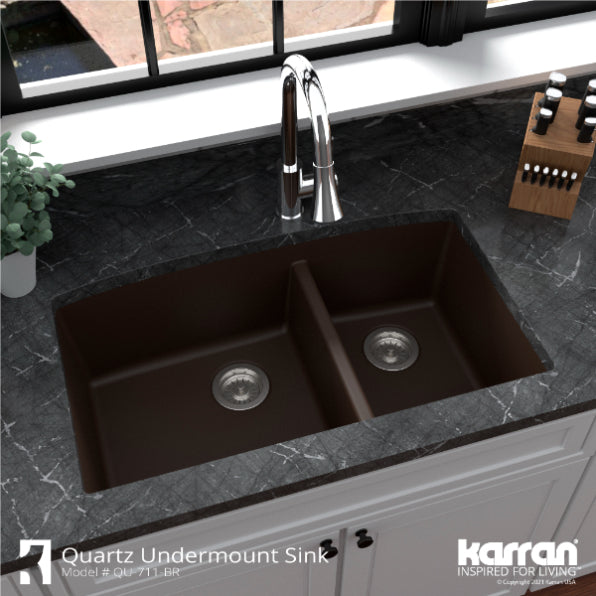 Quartz Composite Brown Kitchen Sink Matte 5