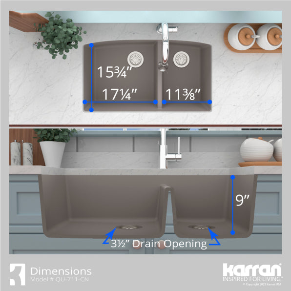 Quartz Composite Concrete Kitchen Sink Matte 7