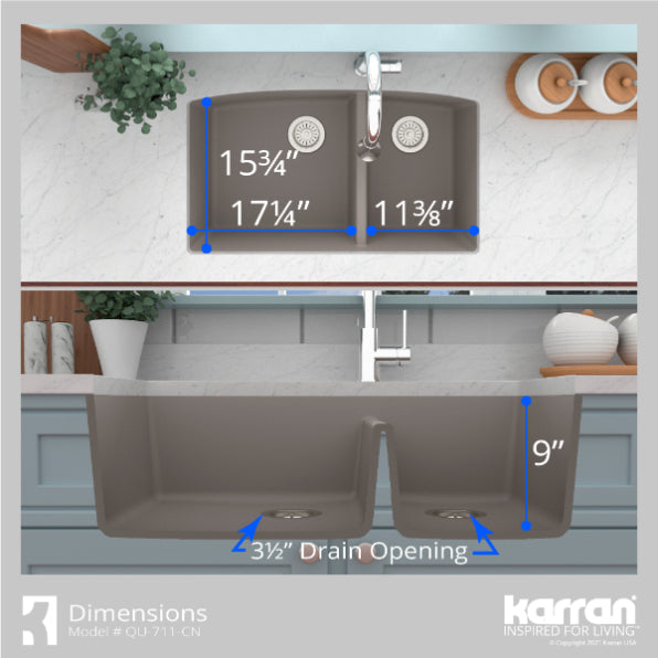 Quartz Composite Concrete Kitchen Sink Matte 7