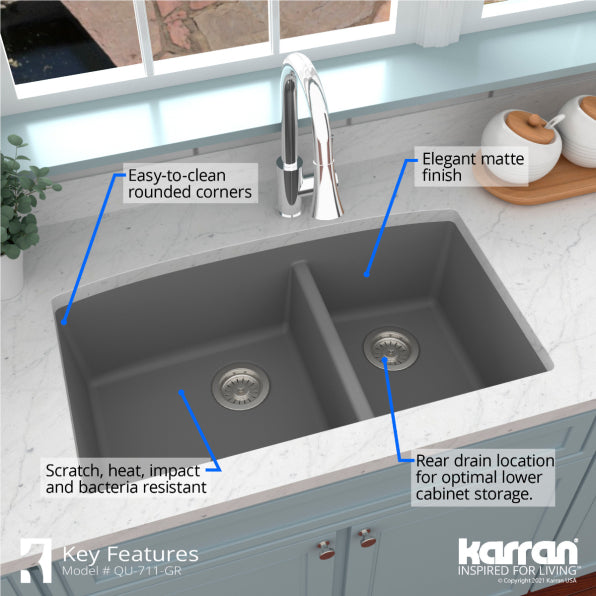 Quartz Composite Grey Kitchen Sink Matte 6