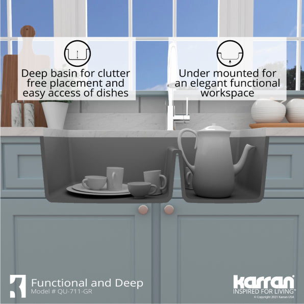 Quartz Composite Grey Kitchen Sink Matte 8