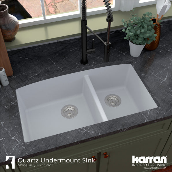 Quartz Composite White Kitchen Sink Matte 6