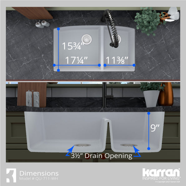 Quartz Composite White Kitchen Sink Matte 8