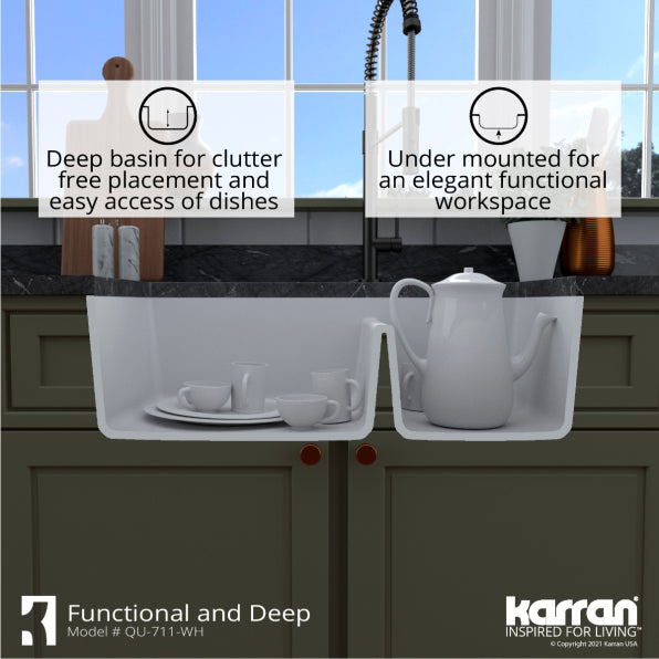 Quartz Composite White Kitchen Sink Matte 9