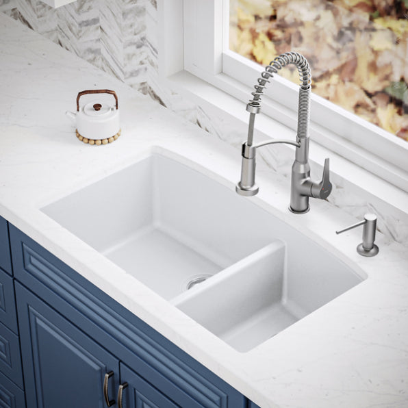 Quartz Composite White Kitchen Sink Matte 4