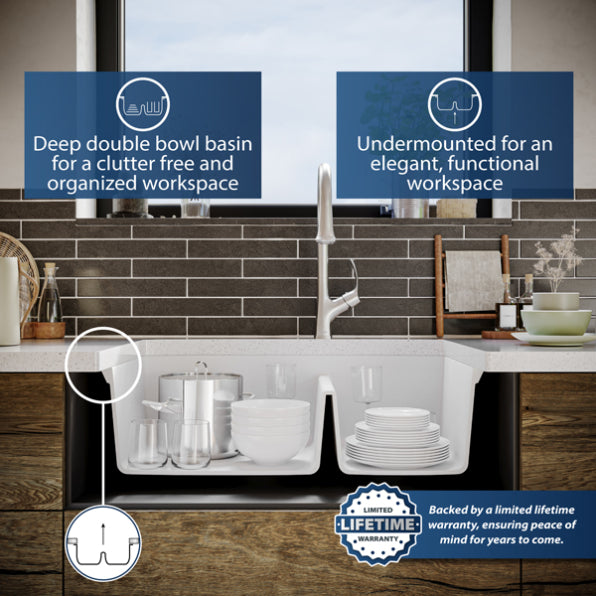 Quartz Composite White Kitchen Sink Matte 7