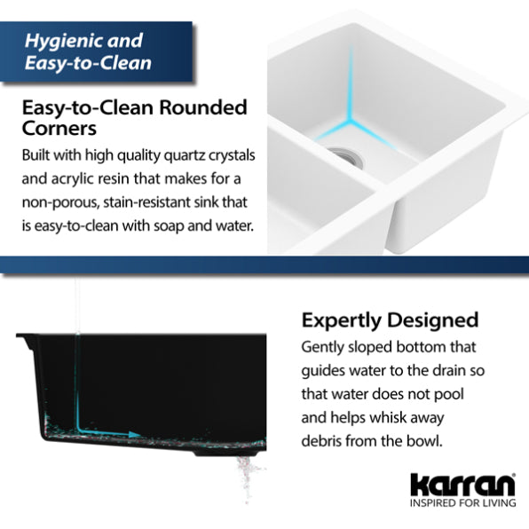 Quartz Composite White Kitchen Sink Matte 8
