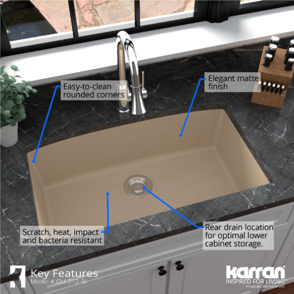 Quartz Composite Bisque Kitchen Sink Matte 6