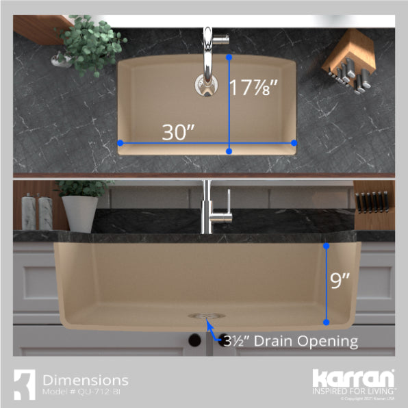 Quartz Composite Bisque Kitchen Sink Matte 7
